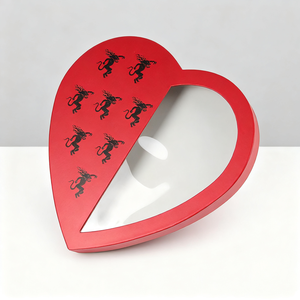 Tùy chỉnh ngày Valentine nắp và cơ sở sô cô la kẹo bao bì hộp cứng nhắc với cửa sổ sang trọng hình trái tim hộp quà tặng giấy - Product Image 5