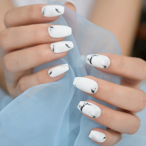 <span class=keywords><strong>Faux</strong></span> ongles en forme de cercueil, nouveaux produits, design <span class=keywords><strong>marbre</strong></span> blanc, couverture complète, beauté pour fille, ongles artificiels mats de taille moyenne - Product Image 1
