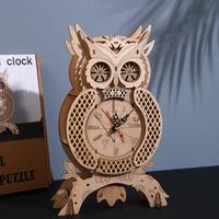 Horloge de table en bois 3D en forme de hibou, modèle artisanal en bois à collectionner, DIY, grande quantité