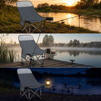 Chaise de pêche pliante en aluminium avec pieds réglables, porte-gobelet, sac latéral, siège portable d'extérieur, support de lampe OEM ODM – Vente en gros