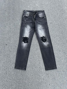 Jeans vintage taille haute délavés coupe droite bleu foncé clair déchirés amples en denim streetwear – Fabricant de jeans personnalisés - Product Image 1