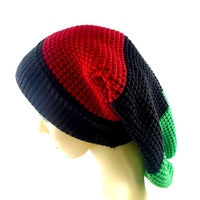 Gorro Unisex de Jamaica con Rayas de Reggae, Estilo Holgado, Bordado 3D, Estilo Rasta, Multicolor, Tejido, 100% Acrílico