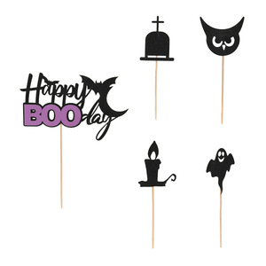 Fun Little Devils Ghost Castle Witch Spider Web Cake Decoraciones para fiestas de Año Nuevo-Diseño de tarjeta enchufable de Halloween de lujo - Product Image 5