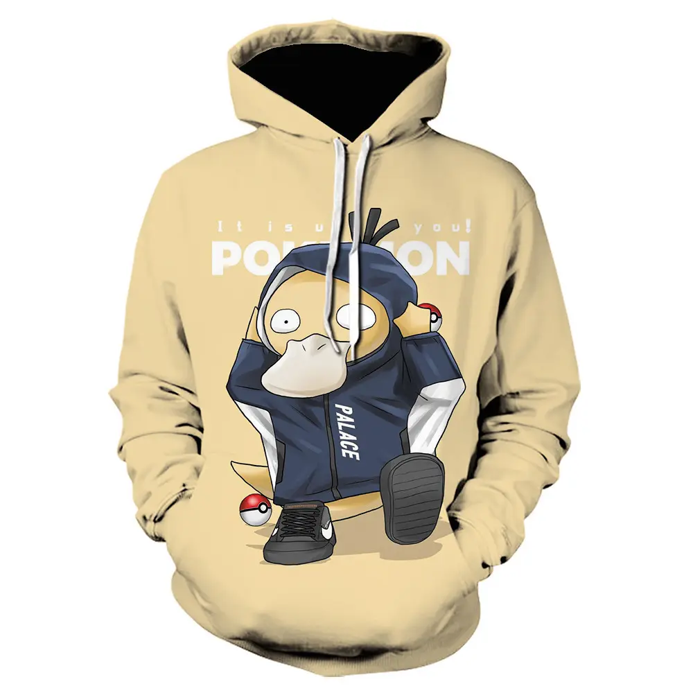 New Spring Summer Pocket Monster Casual Sweatshirt Custom Long Sleeve Pullover Hoodie Wholesale Men's Hoody Cartoon Hoodies