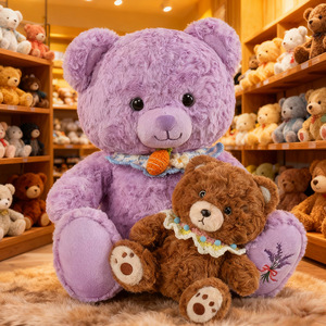 Ours en peluche violet personnalisé avec logo, ours en peluche lavande pour la Saint-Valentin, jouet en peluche doux, figurine d'ours, coussin de sommeil - Product Image 4