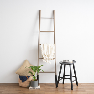 Modern Brown Black MYCROFT Ladder Hanger Industrial Style Wood Towel Rack for Contemporary Bedroom and Living Room - Product Image 3