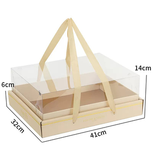 Imee Hộp Quà Tặng lớn hình chữ nhật lạ mắt màu kem màu be 16x12.5 ''lớn trái cây quà tặng hoa Hộp 5kg mạnh mẽ rõ ràng nắp hộp với xử lý - Product Image 6