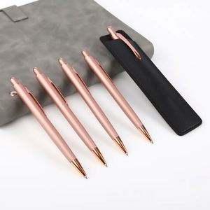 Solid Rose Gold Plated Slim Metal Click <b>Ballpoint</b> <b>Pen</b>, Minimalist Luxury Retractable Advertising Signature <b>Pen</b> Custom Laser Logo - Product Image 5