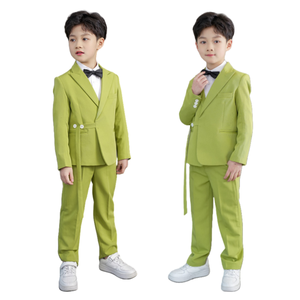 Vente en gros de vêtements mode pour enfants <span class=keywords><strong>blazer</strong></span> vert ensembles formels cinq pièces pour garçons costume de scène coréen pour garçons - Product Image 1