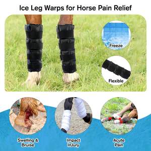 Botas de hielo para patas de caballo, ideales para entrenamiento ecuestre y terapia, con correas flexibles y compresa fría. - Product Image 5