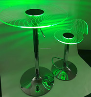 Ensemble de table et tabourets de bar en acrylique lumineux LED moderne, couleur changeante RGB, hauteur réglable en métal, pour boîte de nuit, hôtel, supermarché, salle à manger