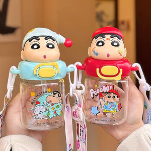 Vaso con pajita Zuo Mu Crayon Shin Chan, Tritan, con tapa abatible, portátil, para niños, regalo para el regreso a clases - Product Image 3