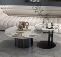 Table basse minimaliste au design épuré, plateau en pierre, structure en métal, table basse en acier inoxydable pour salon