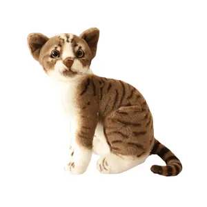 Alta Qualidade Atacado Vida Real Brinquedos De Pelúcia Gato Recheado Deitado Gato Brinquedo De Pelúcia Promoção Realista Plush Pet Cat Animal Brinquedos