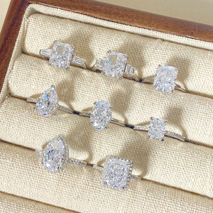 Vente en gros de bijoux fins en argent 925 5A 8A de haute qualité bagues en diamant de mariage Cz bague de fiançailles en zircon cubique de luxe pour femmes - Product Image 1