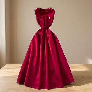 Vestido Maxi Vintage Francés de Cintura Imperio sin Mangas para Mujer, Nuevo Estilo de Verano, Elegante, Cuello Redondo, Ajustado, Línea A, con Cinturón - Product Image 2