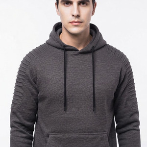 Sweat-shirt à capuche pour homme, chaud et doublé polaire, coupe-vent, uni, en polyester et coton, décontracté, pour l'extérieur, vente en gros - Product Image 4