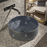 Lavabo en céramique de qualité supérieure, couleur noire, à poser sur le comptoir, pour salle de bain
