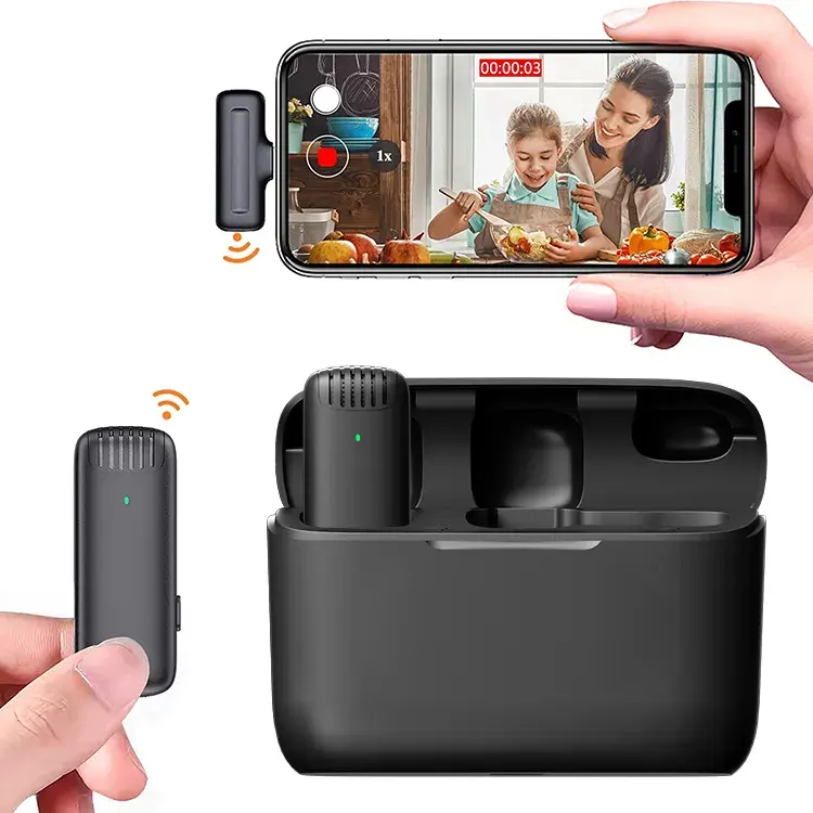 Wireless Lavalier Mini Microphone Lapel Clip LiveJ13 J11 Noise Cancelling Mic Charging Box Case For YouTube TikTok Vlog Teaching