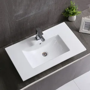 Aquacubic Modern 40 Inch Cabinet Countertop Rectangular Lavabo Wash Hand Ceramic Bathroom Sink Basin