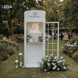 ตู้โทรศัพท์งานแต่งงานพร้อมผนังดอกไม้ สมุดเยี่ยมชมเสียงพูด ตู้โทรศัพท์สีขาว ตู้โทรศัพท์สีขาวแบบลอนดอน - Product Image 2