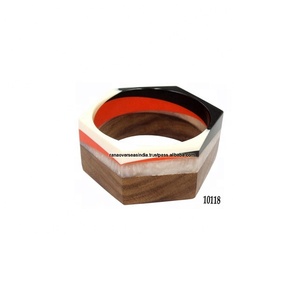 Kada — bracelets en bois de forme hexagonale faits main, accessoire pour fête, mariage, anniversaire filles et femmes - Product Image 1