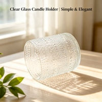 Cylindre en verre texturé à picots, 3 tailles au choix, pour décoration de salon, porte-bougie en verre, cadeau souvenir décoratif