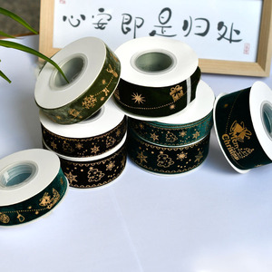 ริบบิ้นกำมะหยี่เรนเดียร์คริสต์มาสฟอยล์สีทองแบบหน้าเดียวสำหรับตกแต่งงานหัตถกรรมและโบว์ - Product Image 5