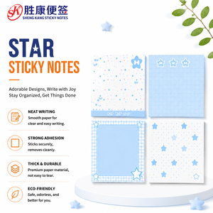 Cute Star Print Grid Sticky Notes, Self-Adhesive <b>Memo</b> <b>Pads</b>, Smooth Writing & Tear Resistant for Office, School & Daily Planners. - Product Image 1