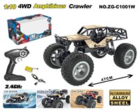 Véhicule amphibie télécommandé 1:10, jouet en alliage pour enfants, modèle réduit de voiture, Suv d'escalade, 2.4G