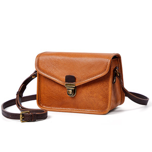 Vegetable Tanned Leather Small Shoulder <b>Bag</b> Crossbody Envelope Style Genuine Leather Women's Handbag Retro Vintage Spring Summer - Product Image 5