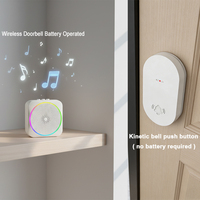 Sonnette de porte sans fil à volume réglable, à énergie cinétique, avec bouton-poussoir et éclairage LED clignotant, en ABS, installation facile – Offre Spéciale de l'Avent