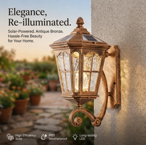 Lampada Solare <span class=keywords><strong>da</strong></span> Parete IP65 Impermeabile in Alluminio Stile Retrò per <span class=keywords><strong>Giardino</strong></span>, Villa, Esterno, Balcone e Cancello - Product Image 2