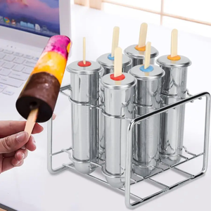 Moldes para Hacer Paletas de Hielo Reutilizables, Fáciles de Desmoldar, de Acero Inoxidable, con Soporte - Product Image 2