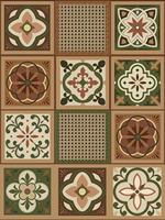 Baldosa de Porcelana Rústica con Borde Floral 300x300mm Antibacteriana Antideslizante CE