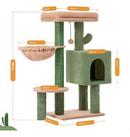 Arbre à chat mignon en forme de cactus pour chatons, griffoir pour chats d'intérieur, en bois écologique et sisal, petite tour verte pour chat avec balles