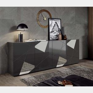 Meuble d'appoint <span class=keywords><strong>Buffet</strong></span> simple peint en blanc avec rangement <span class=keywords><strong>Buffet</strong></span> moderne avec verre pour salon salle à manger - Product Image 1