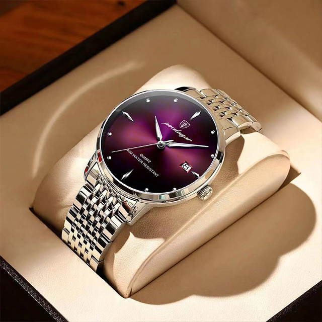 Poedagar 868 Luxury Stainless Steel Watch Bands Luminous High Quality Waterproof Quartz Watches for Men