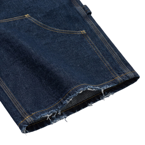 TOPSHOW Short long homme personnalisé, coupe large, multi-poches, style streetwear, en denim baggy, jorts, double genouillère, style charpentier, en denim brut - Product Image 5