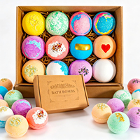 Lot de bombes de bain effervescentes de luxe au beurre de karité et aux fleurs, biologiques, végétaliennes, naturelles, personnalisables avec marque privée, en gros, en boîte