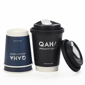 Wholesale Eco-Friendly Custom Logo Printed Disposable Coffee Cups Double Wall White Kraft Paper with PE Lids for Hot Drinks