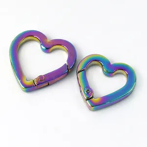 Deepeel BF776 15/19mm Bag Accessories Metal Strap Snap Hook Buckle Rainbow Spring Keyring Heart O Ring Metal