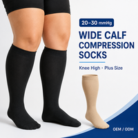 Chaussettes de compression à compression graduée 20-30 mmHg pour mollets larges, hauteur genou, grande taille, bout fermé, pour femmes et hommes, OEM, marque privée