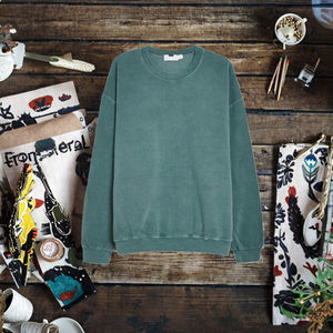 330gsm Solid Knitted Luxury Vintage Acid Wash Print <b>Crewneck</b> <b>Sweatshirt</b> for <b>Men</b> Thick and Warm Polyester/Cotton for Autumn - Product Image 3