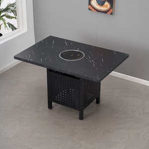 Mesa de comedor rectangular personalizable, cabina de restaurante de mármol barata, diseño de mostrador de Bar, muebles de losa de madera, hoteles, restaurantes - Product Image 5