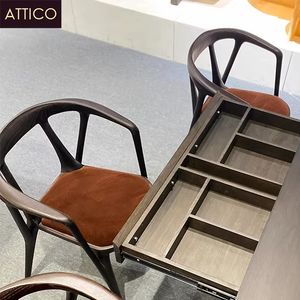 เก้าอี้ห้องรับประทานอาหารทำจากไม้หรูหรา sillas de comedor de madera สำหรับภายในโรงแรม Para restaurante เก้าอี้รับประทานอาหารหนัง PU สีดำ - Product Image 5