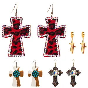 Индивидуальные Модные Винтажные серьги со стразами и жемчугом из ПУ бусин с бирюзовым кристаллом дизайн в стиле крест для мужчин и женщин