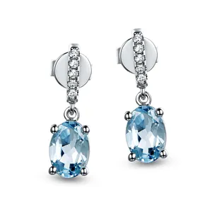 London Blue Topaz And Diamond Earrings Blue Topaz Earrings 925 Sterling Silver Blue Topaz Jewelry
