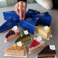 Boîte à tranches de cheesecake triangulaire avec logo personnalisé, boîte à tranches de gâteau en carton alimentaire pour boulangerie, à emporter, mousse, dessert
