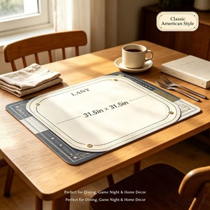 LANY 31.5in × 31.5in Square <b>Table</b> Mat, Classic American Style Anti-Slip Desk Pad for Dining, Game Nights and Home Decor - Product Image 3